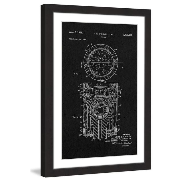 'Piston 1949 Black Paper' by Steve King Framed Graphic Art East Urban Home Size: 61cm H x 41cm W x 3.81cm D on Productcaster.