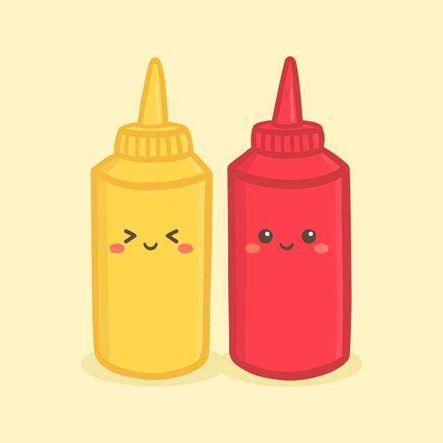 Mustard And Ketchup Bottle by Anitnov - Wrapped Canvas Print Marlow Home Co. Size: 91cm H x 91cm W on Productcaster.