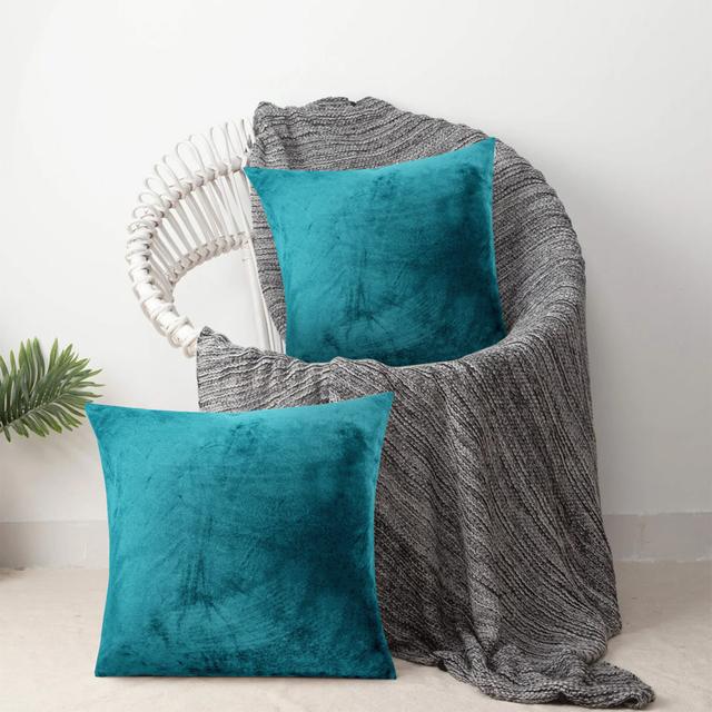 Fernelius Square Scatter Crushed Velvet Cushion Cover (Set of 2) Fairmont Park Colour: Teal on Productcaster.