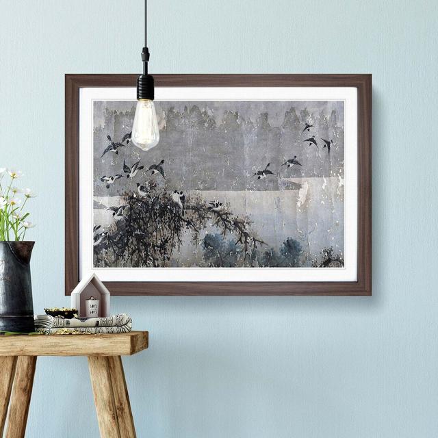 White-Breasted Crows Vol.2 by Zha Shibiao - Picture Frame Painting Print East Urban Home Frame Option: Walnut Framed, Size: 48cm H x 65cm W x 2cm D on Productcaster.