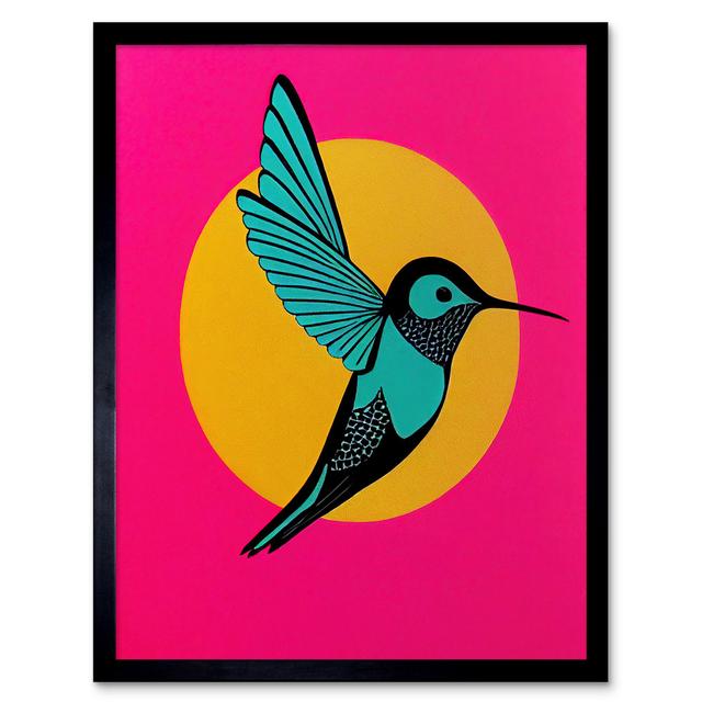 Vibrant Retro Pop Art Hummingbird - Single Picture Frame Print Wee Blue Coo Size: 43.7cm H x 33.5cm W x 1.5cm D on Productcaster.