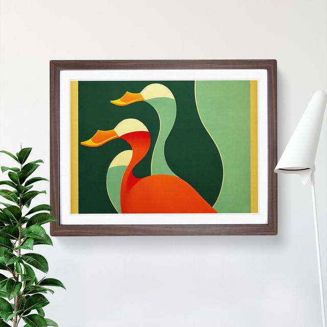 Ducks Deco Abstract - Single Picture Frame Painting Brambly Cottage Size: 46cm H x 64cm W x 2cm D, Frame Colour: Walnut on Productcaster.