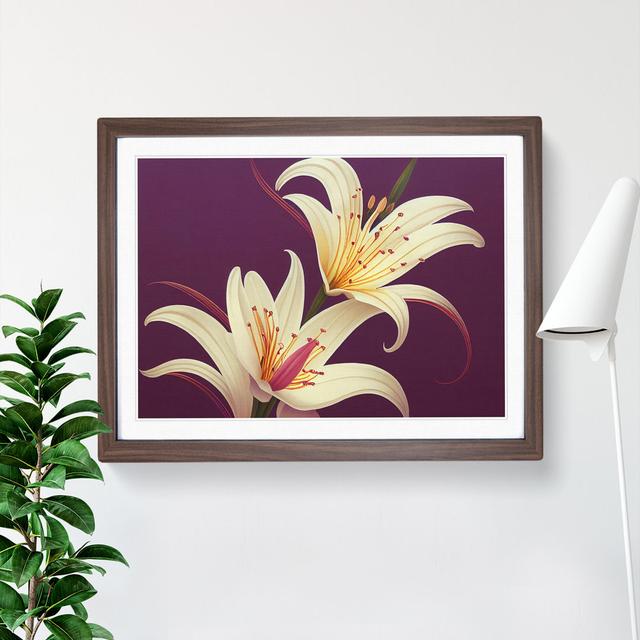 Dazzling Lily Flowers - Picture Frame Graphic Art ClassicLiving Size: 25cm H x 34cm W x 2cm D, Frame Colour: Walnut on Productcaster.