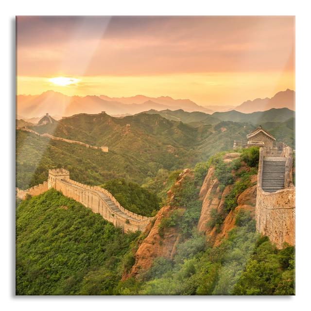 Great Wall of China - Unframed Photograph on Glass Union Rustic Size: 70cm H x 70cm W x 0.4cm D on Productcaster.