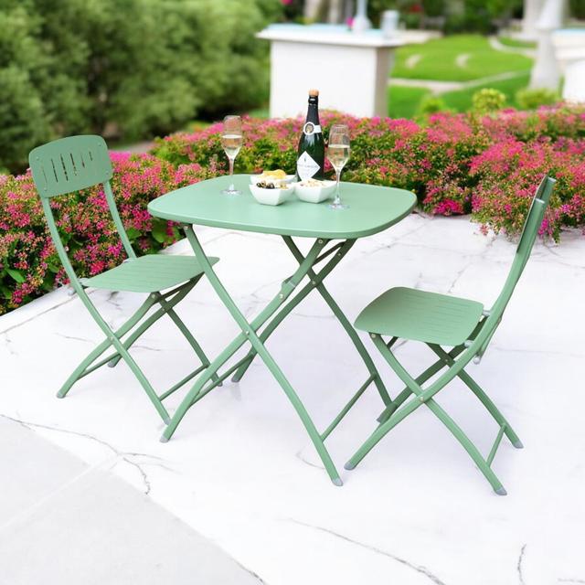 Square 2 - Person 70cm Long Bistro Set Colour: Green on Productcaster.