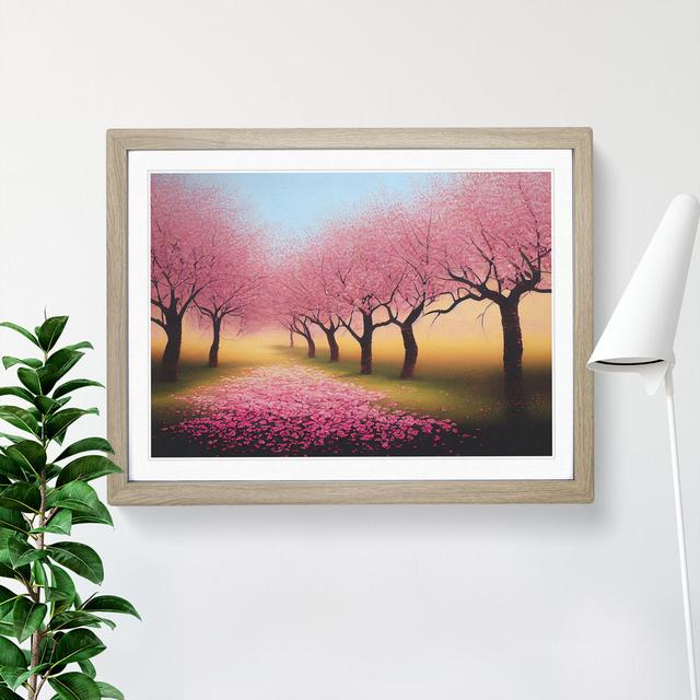 Hopeful Cherry Blossom Trees - Single Picture Frame Print Marlow Home Co. Size: 25cm H x 34cm W x 2cm D, Frame Colour: Oak on Productcaster.