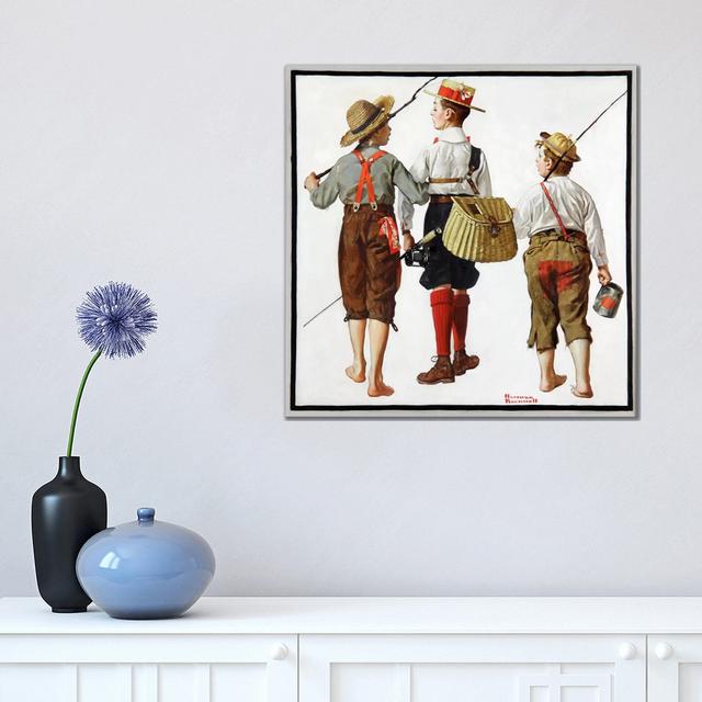 The Fishing Trip by Norman Rockwell - Wrapped Canvas Print ClassicLiving Size: 45.72cm H x 45.72cm W x 1.905cm D on Productcaster.