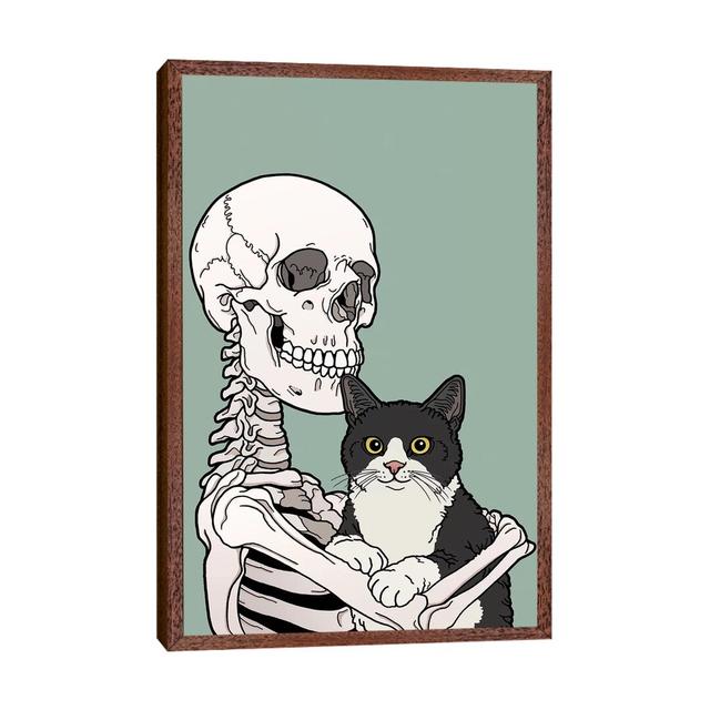 Tuxedo Cat Friend - Print Happy Larry Size: 101.6cm H x 66.04cm W x 3.81cm D, Format: Classic Brown Wood Framed on Productcaster.