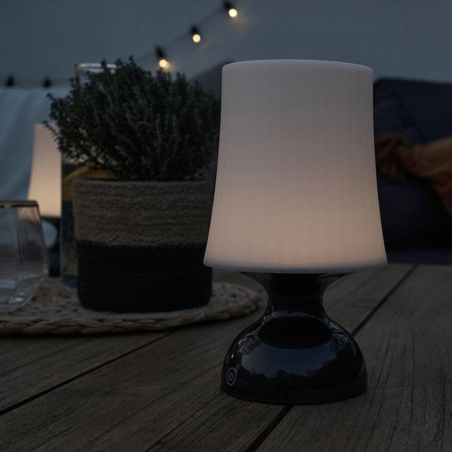 Baggara Black 23Cm H Battery Powered Integrated LED Outdoor Table Lamp (Set of 3) Metro Lane on Productcaster.