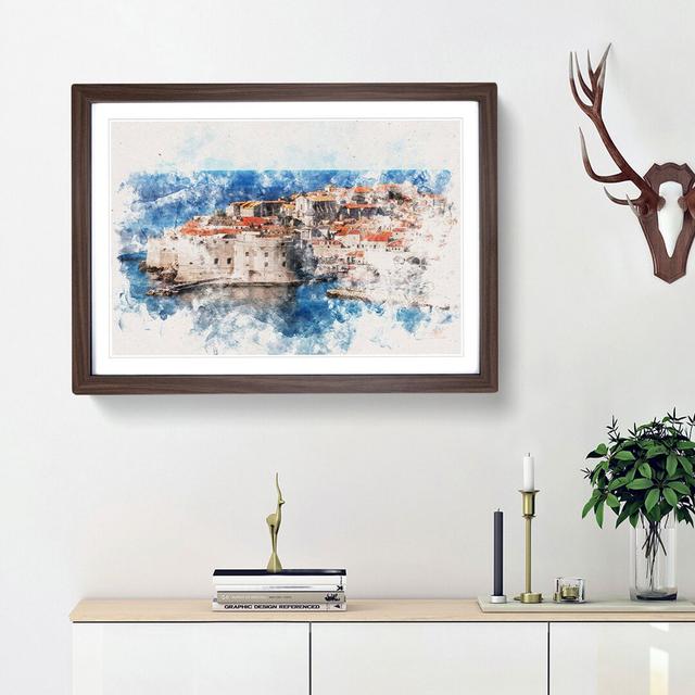 Ancient City Walls of Dubrovnik in Croatia Watercolour - Picture Frame Graphic Art Print East Urban Home Frame Option: Walnut Framed, Size: 45cm H x 6 on Productcaster.