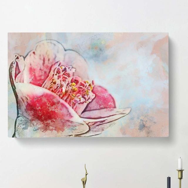 Blossoming Pink Camellia Flower in Abstract - Wrapped Canvas Painting Print East Urban Home Size: 50cm H x 76cm W x 3cm D on Productcaster.