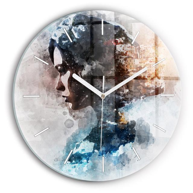 Glass Abstract Faces 30cm Silent Wall Clock East Urban Home on Productcaster.