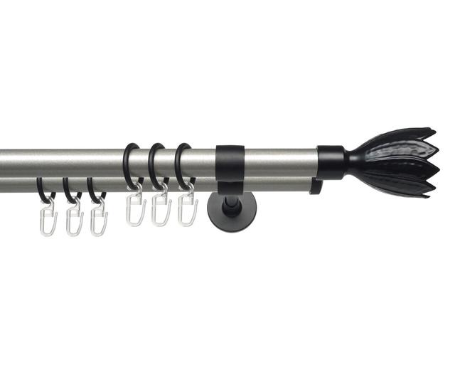 Arn Curtain Single Pole Symple Stuff Colour: Silver/Black, Size: 3 cm H x 250 cm B x 20 cm T on Productcaster.