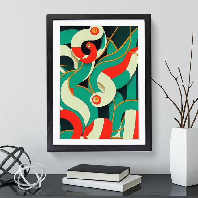 Abstract Snake No.3 - Picture Frame Graphic Art Metro Lane Size: 64cm H x 46cm W x 2cm D, Frame Colour: Black on Productcaster.