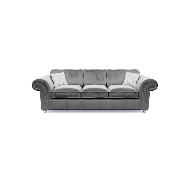 Windsor 3 Seater Velvet Sofa The Great British Sofa Company Leg Colour: Silver, Upholstery Colour: Steel on Productcaster.