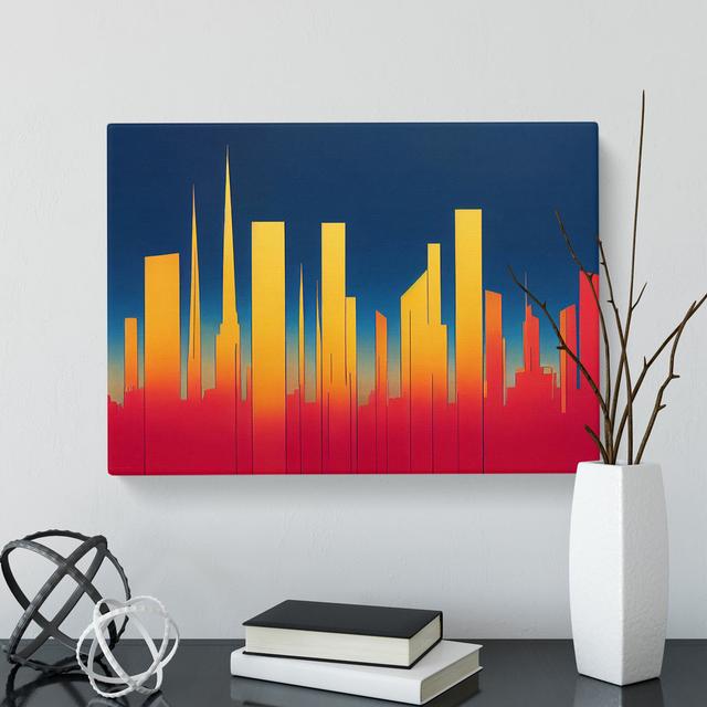 Endearing Abstract City Skyline - Wrapped Canvas Painting Latitude Run Size: 50cm H x 76cm W x 3cm D on Productcaster.