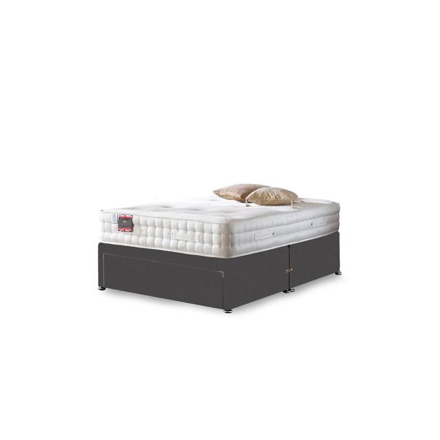 Arlette Reflex Foam Divan Bed Set Fairmont Park Storage Type: 2 Drawers, Colour: Steel Plush Velvet, Size: Double (4'6) on Productcaster.