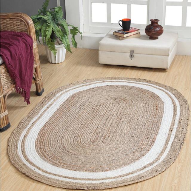 Foster Hand Braided Beige Rug Bay Isle Home Rug Size: Oval 90 x 150cm on Productcaster.