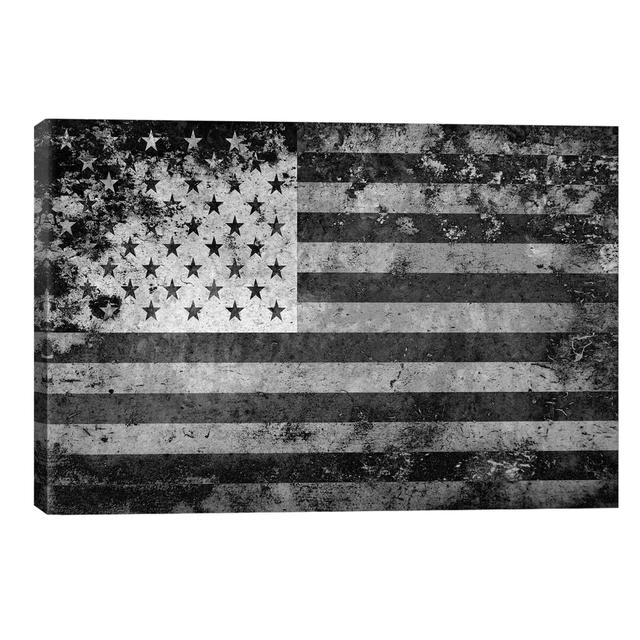 Usa "Melting Film" Flag In Black And White I - Print on Canvas East Urban Home Format: Wrapped Canvas, Size: 45.72cm H x 66.04cm W x 1.91cm D on Productcaster.