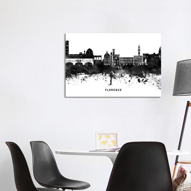 Florence Skyline Black and White - Wrapped Canvas Graphic Art Brayden Studio Size: 66.04cm H x 101.6cm W x 3.81cm D on Productcaster.