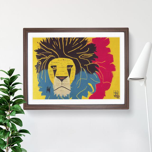 Lion Modern Abstract - Picture Frame Graphic Art Latitude Vive Size: 34cm H x 46cm W, Frame Colour: Brown on Productcaster.