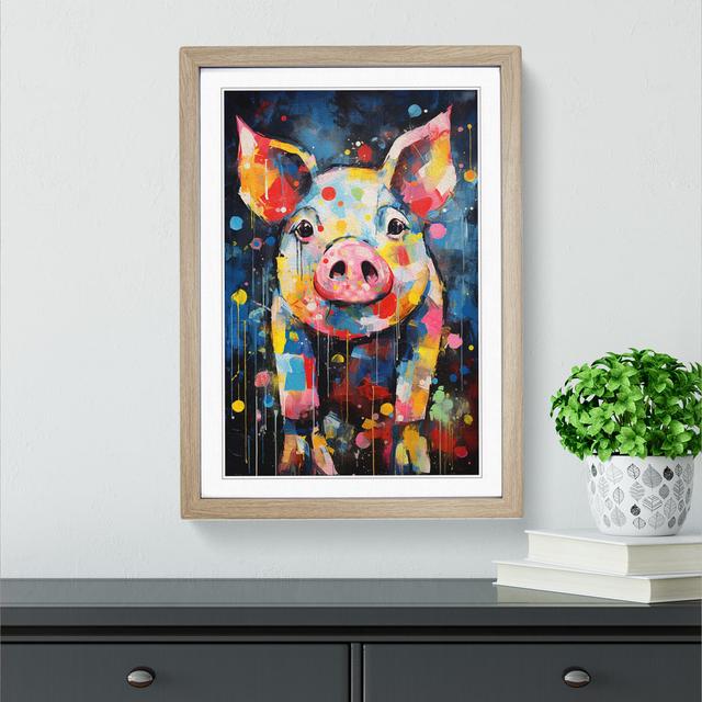 Pig Abstract No.2 - Single Picture Frame Print on Wood Big Box Art Size: 34cm H x 25cm W x 2cm D, Frame Colour: Oak Framed on Productcaster.