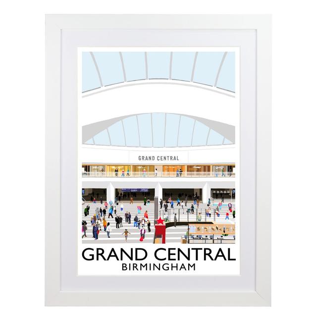 Grand Central Birmingham by Richard O'Neil - Graphic Art Print on Paper East Urban Home Size: 54 cm H x 44 cm W x 2.2 cm D, Format: White Wood Frame on Productcaster.