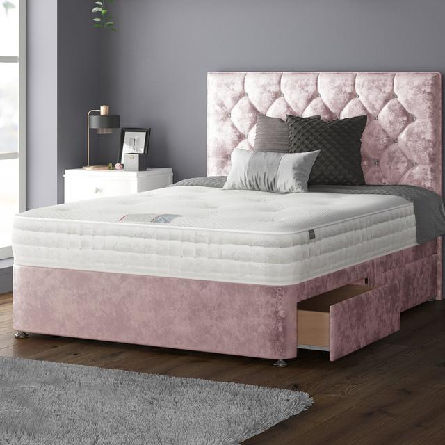 Eberhardt Divan Bed Base Rosdorf Park Storage Type: 2 Right Drawers, Size: Single (3'), Colour: Pink on Productcaster.