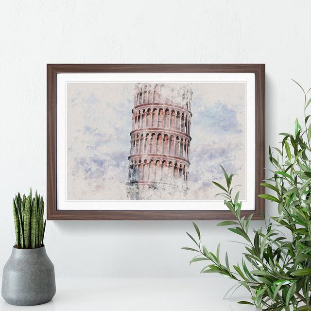 Leaning Tower of Pisa Vol.2 - Picture Frame Graphic Art East Urban Home Size: 36cm H x 48cm W x 2cm D, Frame Option: Walnut Framed on Productcaster.