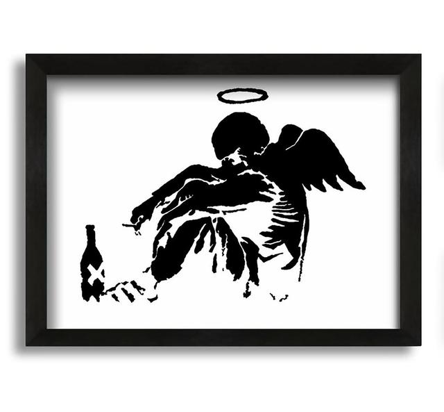 Fallen Angel Black White - Picture Frame Painting on Canvas Maturi on Productcaster.