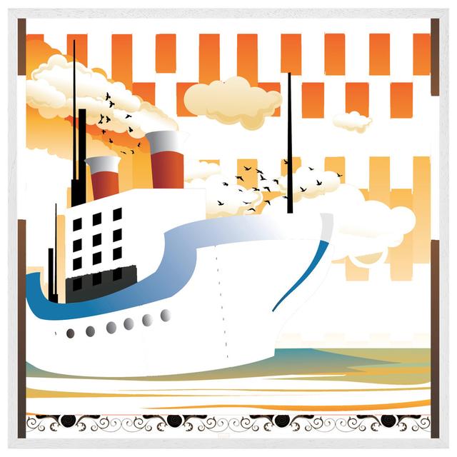 Arnez Deco Ship - Print Breakwater Bay Size: 61cm H x 61cm W x 4cm D, Format: White Framed on Productcaster.