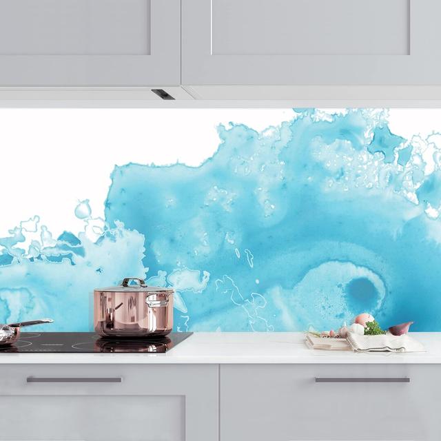 Wave Watercolour Turquoise I 80 x 280cm PVC Tile in Blue Ivy Bronx on Productcaster.