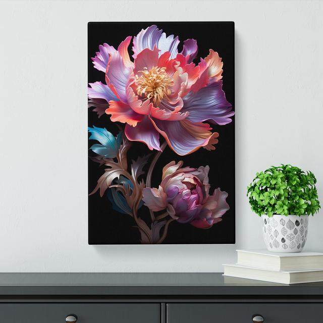 Peony Flower Neo-Plasticism No.3 - No Frame Print Marlow Home Co. Size: 60cm H x 40cm W x 3cm D on Productcaster.