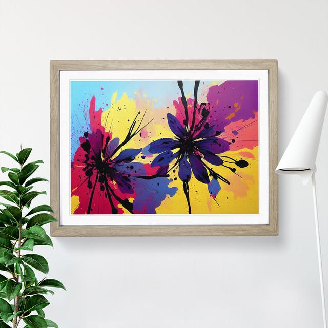 Impressive Flower Splash Abstract - Single Picture Frame Painting ClassicLiving Size: 34cm H x 46cm W x 2cm D, Frame Colour: Oak on Productcaster.