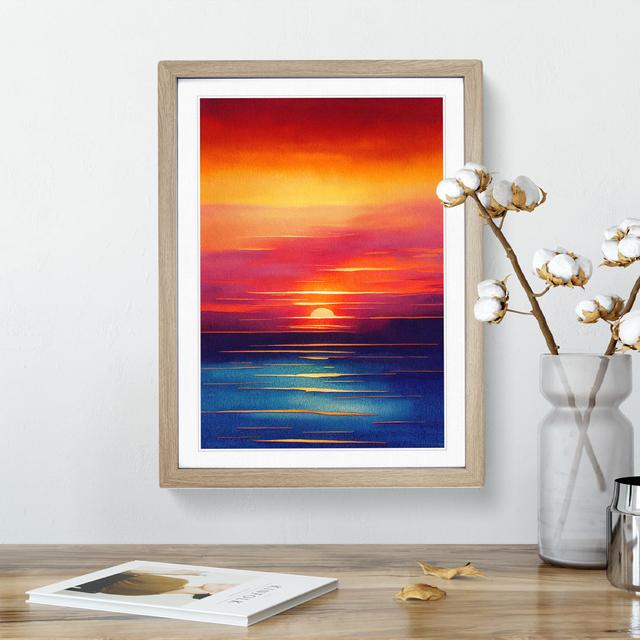 Fanciful Sunset Latitude Run Frame Colour: Oak, Size: 64cm H x 46cm W x 2cm D on Productcaster.