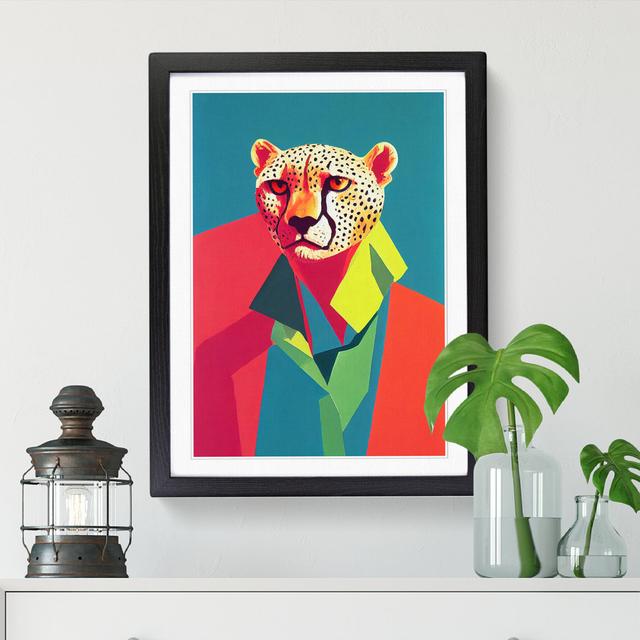 Pop Art Cheetah - Picture Frame Print Big Box Art Size: 46cm H x 34cm W x 2cm D, Frame Option: Walnut on Productcaster.