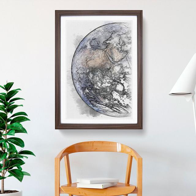 Eastern Hemisphere Of Planet Earth - Single Picture Frame Painting on MDF East Urban Home Format: Walnut Framed, Size: 87cm H x 62cm W x 2cm D on Productcaster.