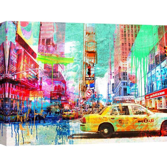 Taxis In Times Square 2.0 by Eric Chestier - Wrapped Canvas Graphic Art Print Ebern Designs Size: 50cm H x 70cm W x 4cm D on Productcaster.