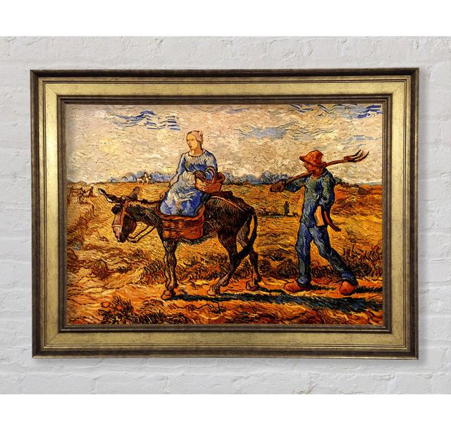 Van Gogh Morning Peasant Couple Going To Work - Single Picture Frame Art Prints Bright Star Size: 59.7cm H x 84.1cm W x 8cm D on Productcaster.