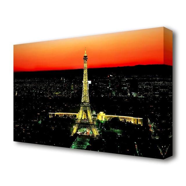 Paris Eiffel Tower Golden Nights - Photograph Print on Canvas East Urban Home Size: 50.8 cm H x 81.3 cm W on Productcaster.