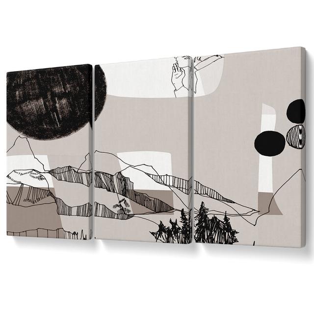 Abstract Mountain Beige - 3 Piece Wrapped Canvas Graphic Art Union Rustic Size: 101.6cm H x 203cm W on Productcaster.