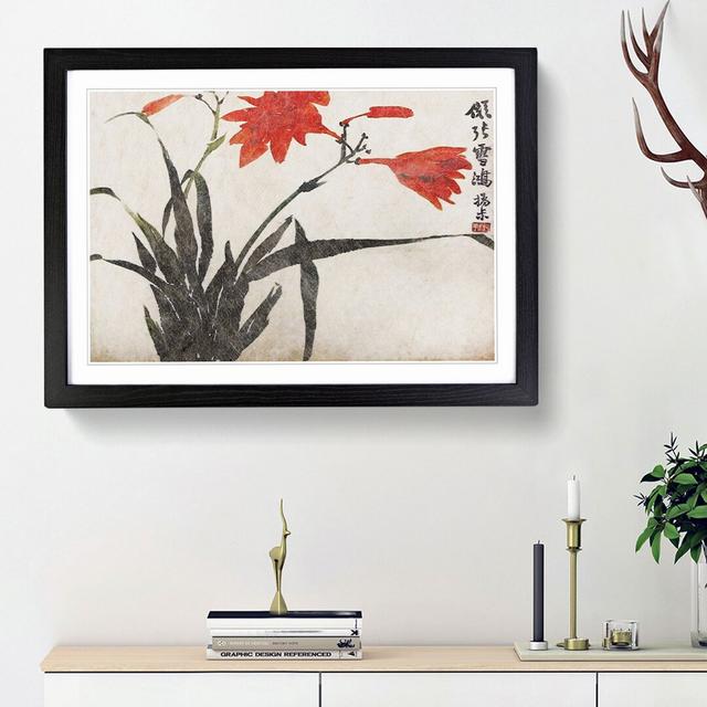 Orange Flowers by Zhao Zhiqian - Picture Frame Painting Print East Urban Home Size: 48cm H x 65cm W x 2cm D, Frame Option: Black Framed on Productcaster.