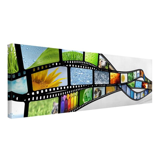 Film of Life in Green and Blue Graphic Art Print on Canvas East Urban Home Size: 60cm H x 180cm W on Productcaster.