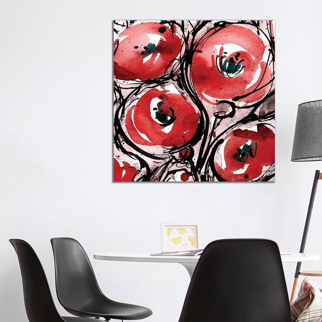 Poppy Love II by Kathy Morton Stanion - Wrapped Canvas Painting ClassicLiving Size: 93.98cm H x 93.98cm W x 1.905cm D on Productcaster.