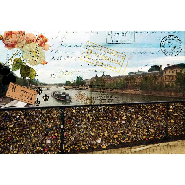 Postcards Of Paris VIII by Sandy Lloyd - Wrapped Canvas Print Rosalind Wheeler Size: 61cm H x 91cm W on Productcaster.