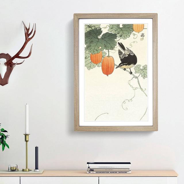 Bird Upon a Branch by Ohara Koson - Picture Frame Painting Print East Urban Home Size: 65cm H x 48cm W x 2cm D, Frame Option: Oak Framed on Productcaster.