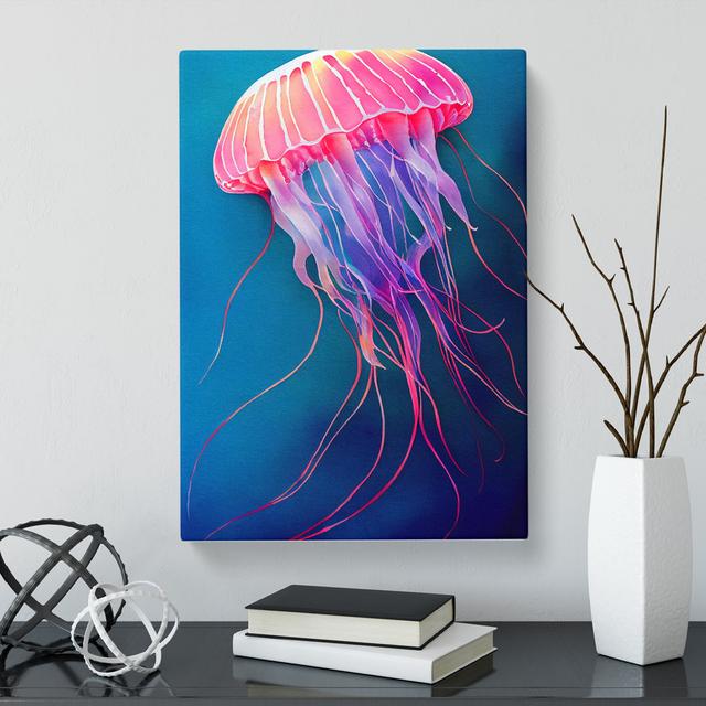 Watercolour Jellyfish House of Hampton Size: 76cm H x 50cm W x 3cm D on Productcaster.