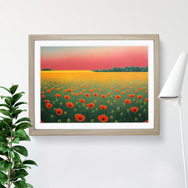 Soulful Poppy Field Flowers - Single Picture Frame Print Marlow Home Co. Frame Colour: Oak, Size: 46cm H x 64cm W x 2cm D on Productcaster.