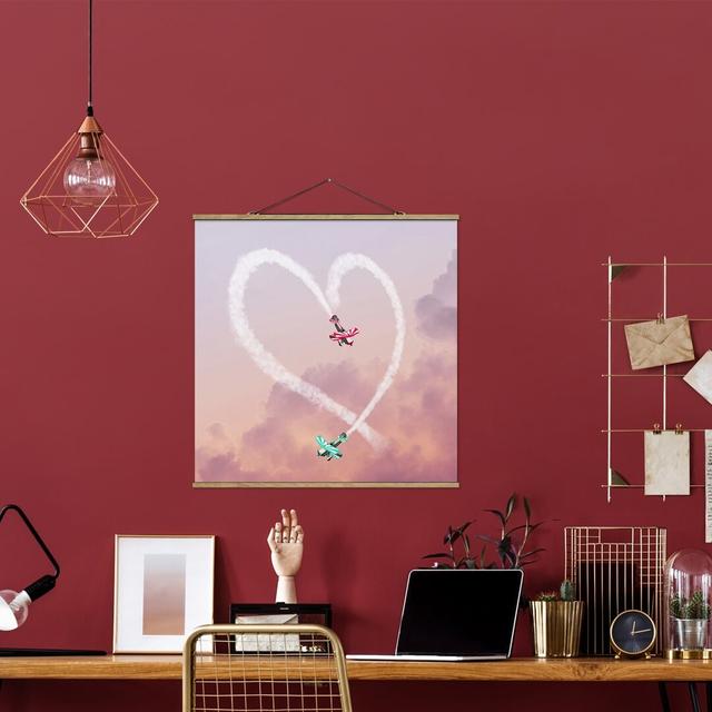 Heart with Planes by Jonas Loose - Graphic Art Print Ebern Designs Size: 50cm H x 50cm W x 0.3cm D on Productcaster.