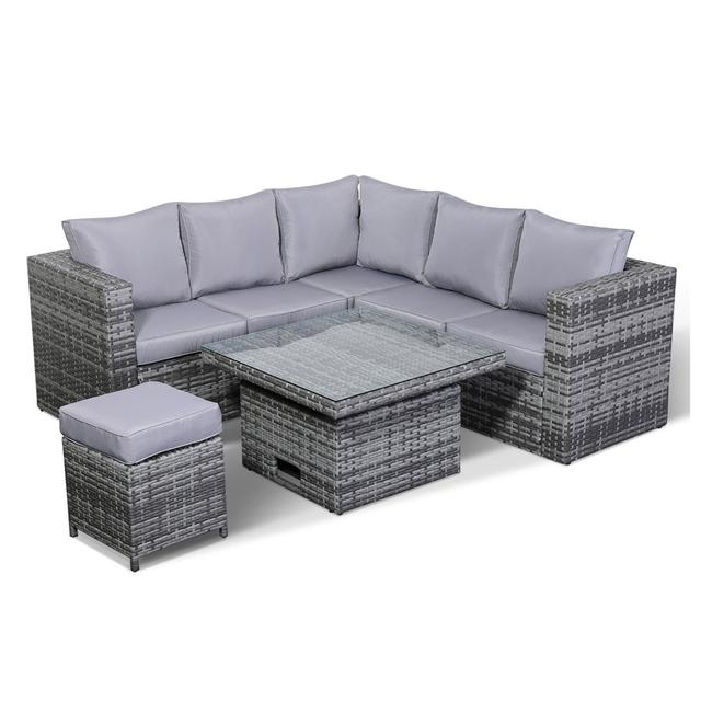 Rose Range Small Dining Corner Sofa Set With Rising Table In Grey Brayden Studio on Productcaster.